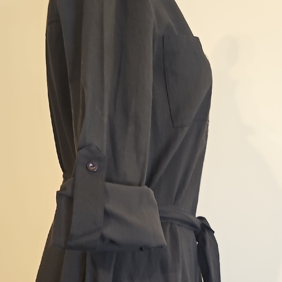 Elegant Black Maxi Dress with AC/DC And Rolling Stones Embroidered Decals - Picture 8 of 13